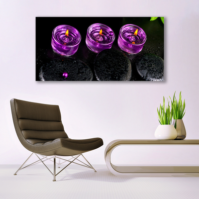 Canvas print Candle stones art pink black