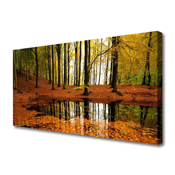 Canvas print Forest nature orange brown green