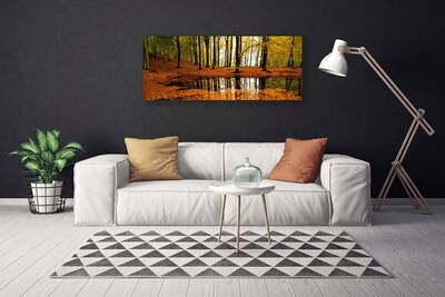 Canvas print Forest nature orange brown green