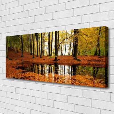 Canvas print Forest nature orange brown green