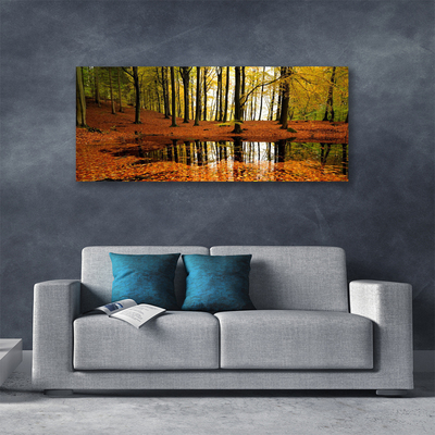 Canvas print Forest nature orange brown green