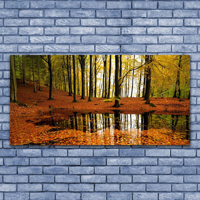 Canvas print Forest nature orange brown green