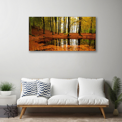 Canvas print Forest nature orange brown green