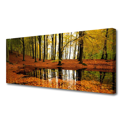 Canvas print Forest nature orange brown green