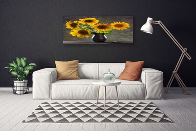 Canvas print Sunflower flower vase floral yellow grey