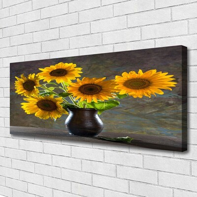 Canvas print Sunflower flower vase floral yellow grey
