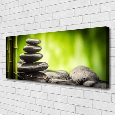 Canvas print Bamboo stones art green grey