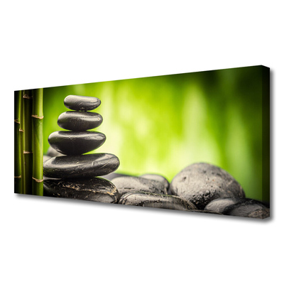 Canvas print Bamboo stones art green grey