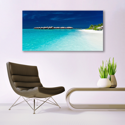 Canvas print Sea beach landscape blue white