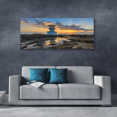 Canvas print Lighthouse landscape white grey