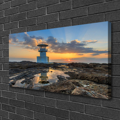 Canvas print Lighthouse landscape white grey