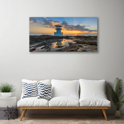 Canvas print Lighthouse landscape white grey