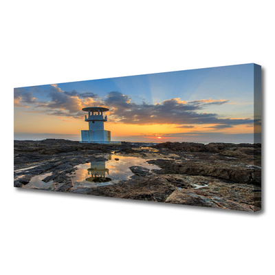 Canvas print Lighthouse landscape white grey