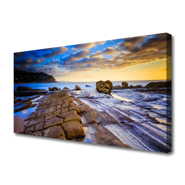 Canvas print Beach landscape grey brown blue