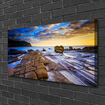 Canvas print Beach landscape grey brown blue