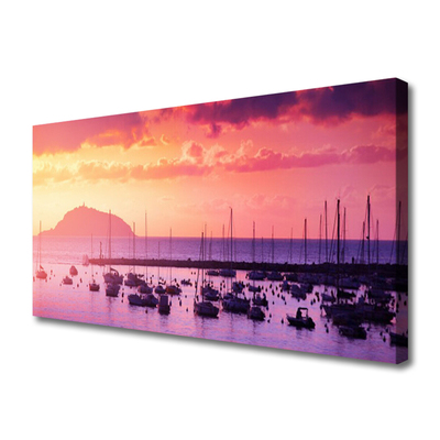 Canvas print Sea landscape orange purple