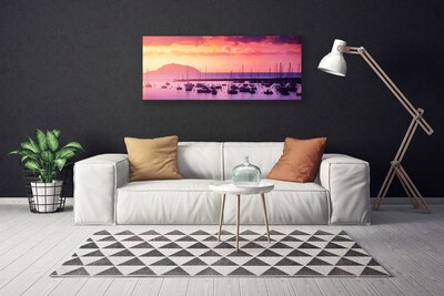 Canvas print Sea landscape orange purple