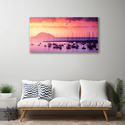 Canvas print Sea landscape orange purple