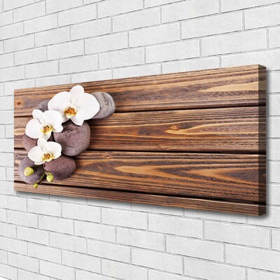 Canvas print Flower stones floral white brown