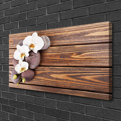 Canvas print Flower stones floral white brown