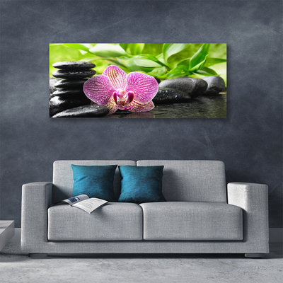 Canvas print Flower stones floral red black