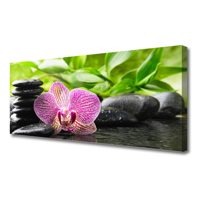 Canvas print Flower stones floral red black