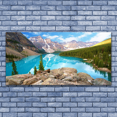 Canvas print Mountains seewald nature grey blue green