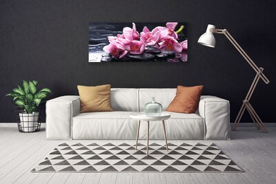 Canvas print Flower stones floral pink black