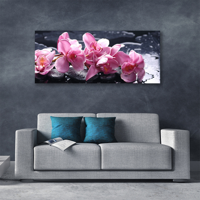 Canvas print Flower stones floral pink black