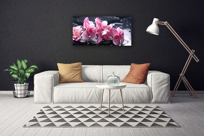 Canvas print Flower stones floral pink black