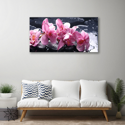 Canvas print Flower stones floral pink black