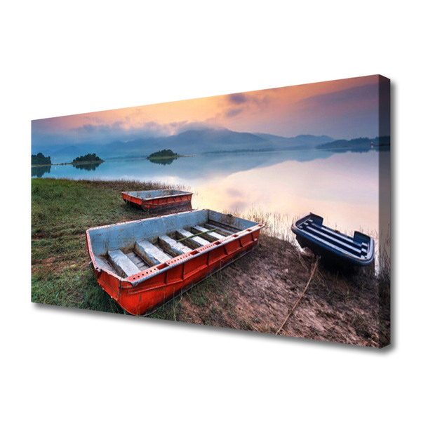 Canvas print Boat landscape brown white