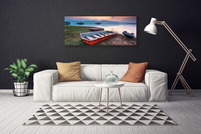 Canvas print Boat landscape brown white