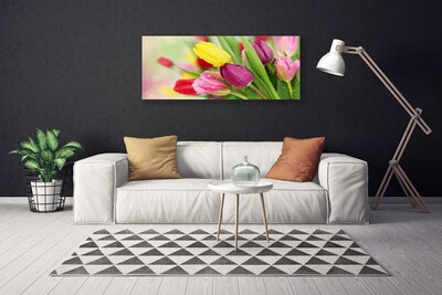 Canvas print Tulips floral green red