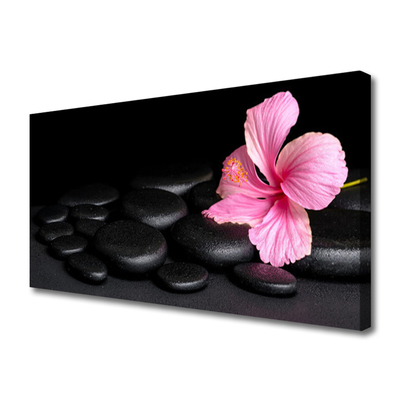 Canvas print Stones flower art pink black