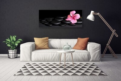 Canvas print Stones flower art pink black