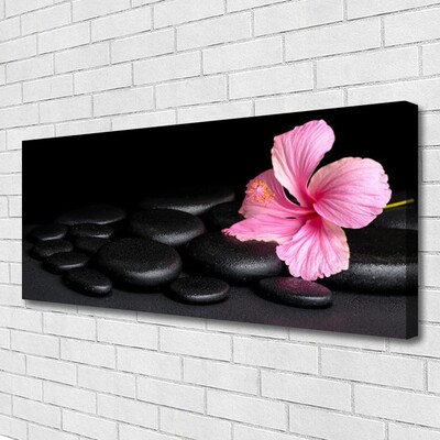 Canvas print Stones flower art pink black