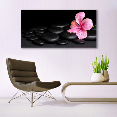 Canvas print Stones flower art pink black