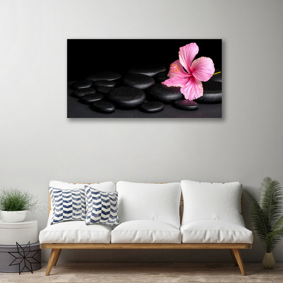 Canvas print Stones flower art pink black