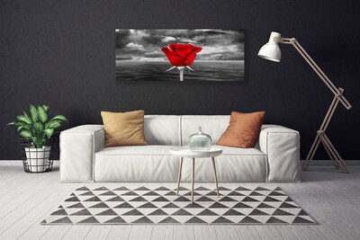 Canvas print Rose floral red grey