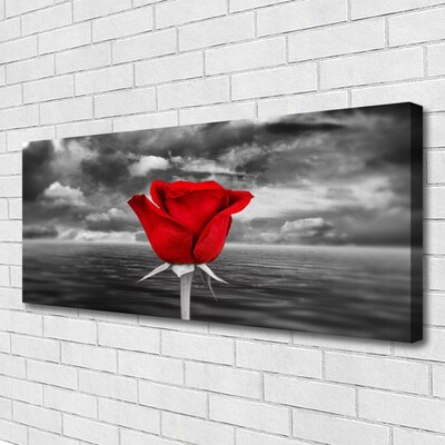 Canvas print Rose floral red grey