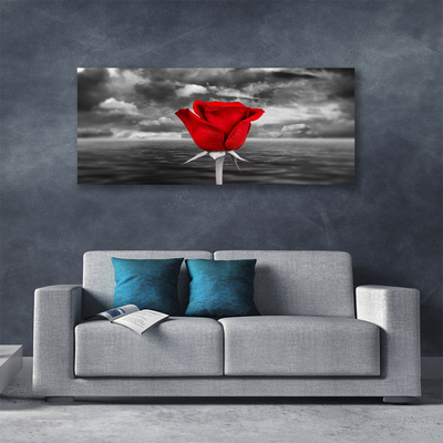 Canvas print Rose floral red grey
