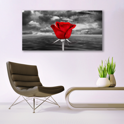 Canvas print Rose floral red grey