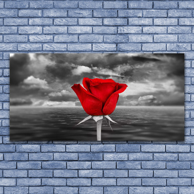 Canvas print Rose floral red grey
