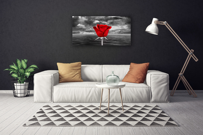 Canvas print Rose floral red grey