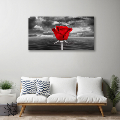 Canvas print Rose floral red grey