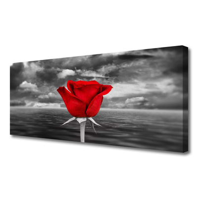 Canvas print Rose floral red grey