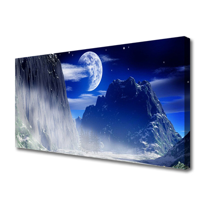 Canvas print Mountains night landscape blue grey
