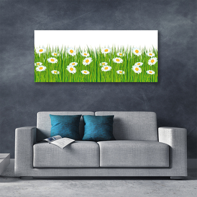 Canvas print Grass daisies nature green white yellow