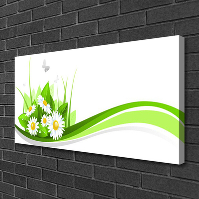 Canvas print Abstract art green white yellow